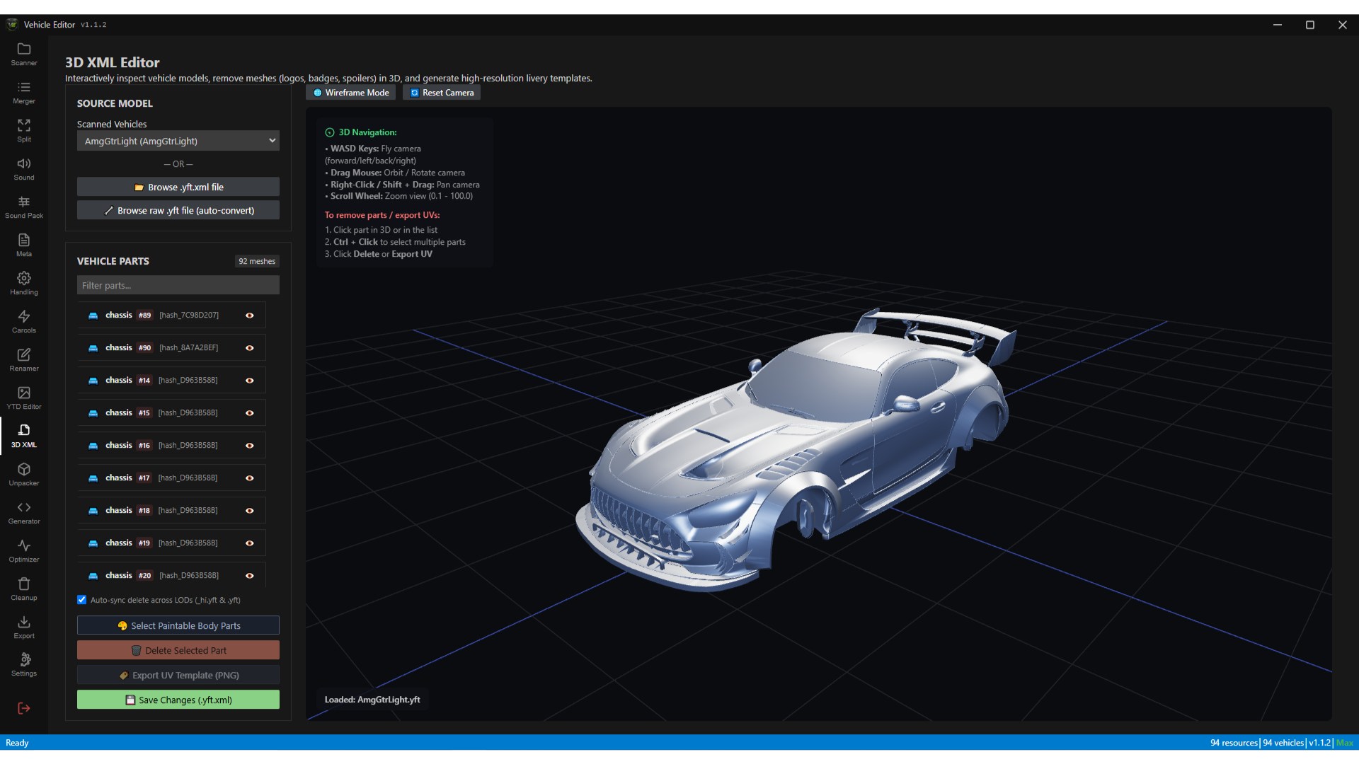 Vehicle Editor 3D XML Editor